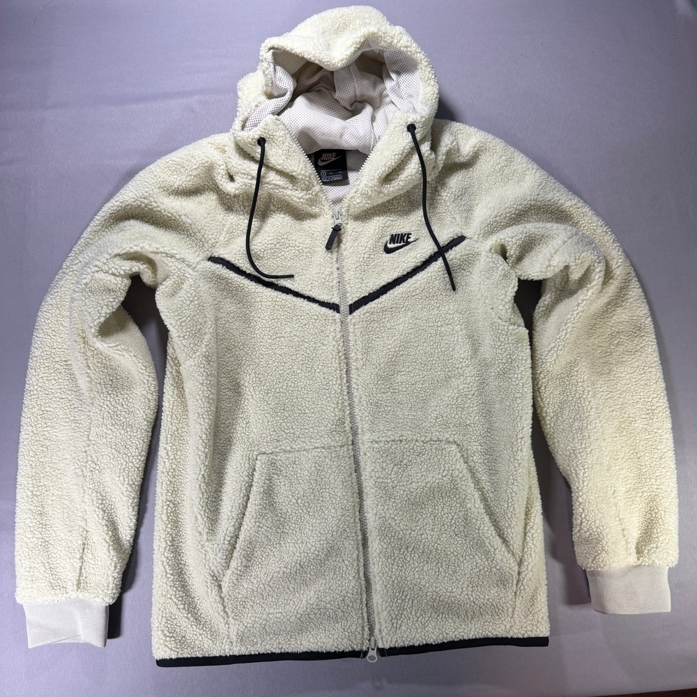 Nike Tech Fleece Sherpa Windrunner Jacket Mens Small ICON Light Bone AQ2767-072